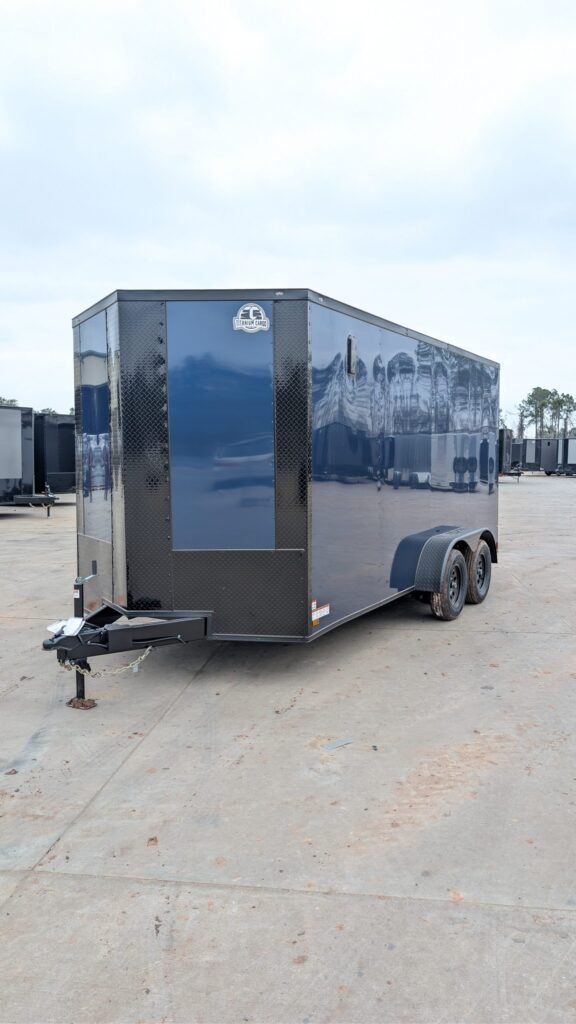 7×16 Indigo Blue blackout Enclosed Cargo Trailer (Titanium Cargo)