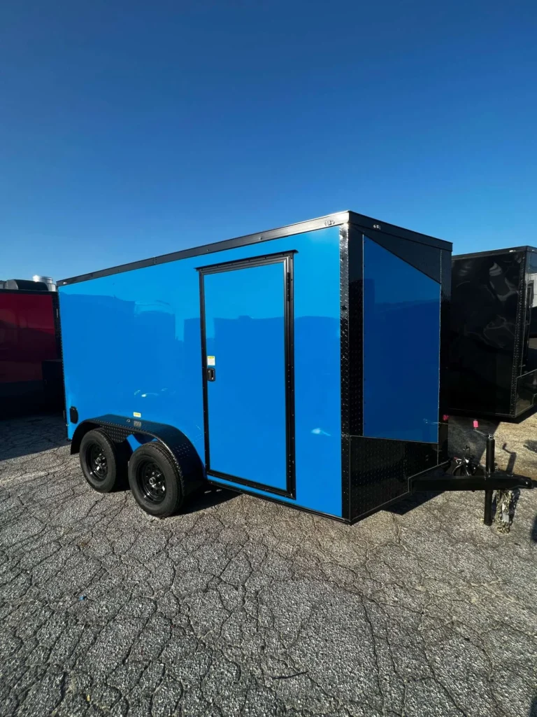 7x16 Tandem Axle Electric Blue Enclosed Cargo Trailer – Collins Custom Cargo