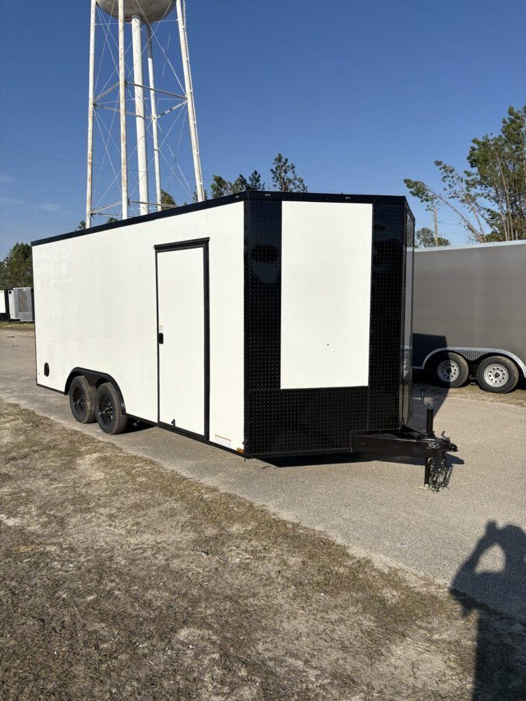 8.5x16TA Xtreme Cargo White Blackout Enclosed Cargo Trailer for Sale