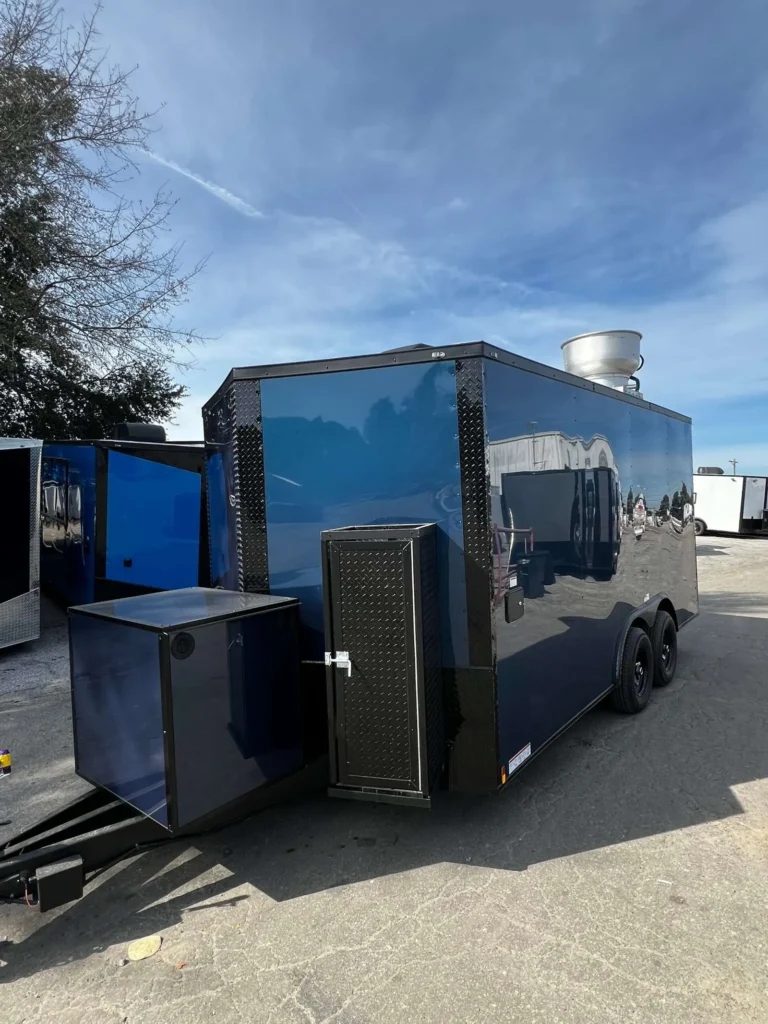 8.5x20 Hook and Line Cargo Indigo Blue Concession Trailer for Sale