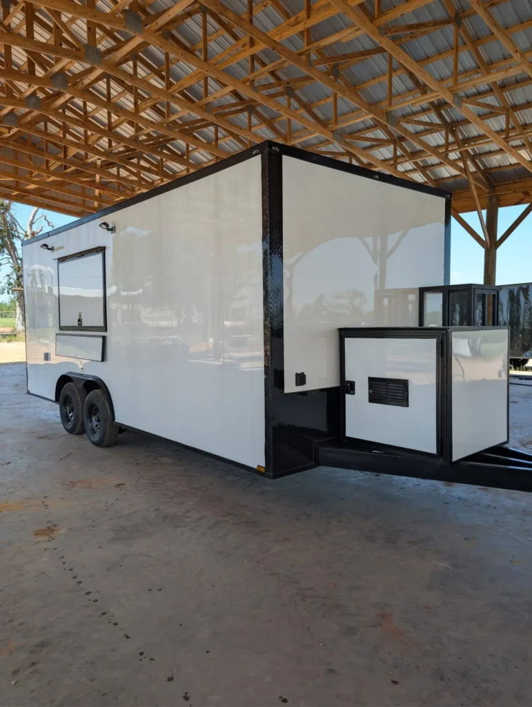 8.5x20TA Hook and Line Cargo White Blackout Concession Trailer for Sale