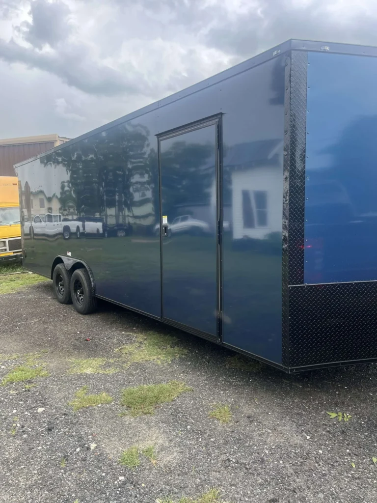 8.5x24 Hook and Line Cargo Indigo Blue Blackout Enclosed Cargo Trailer for Sale