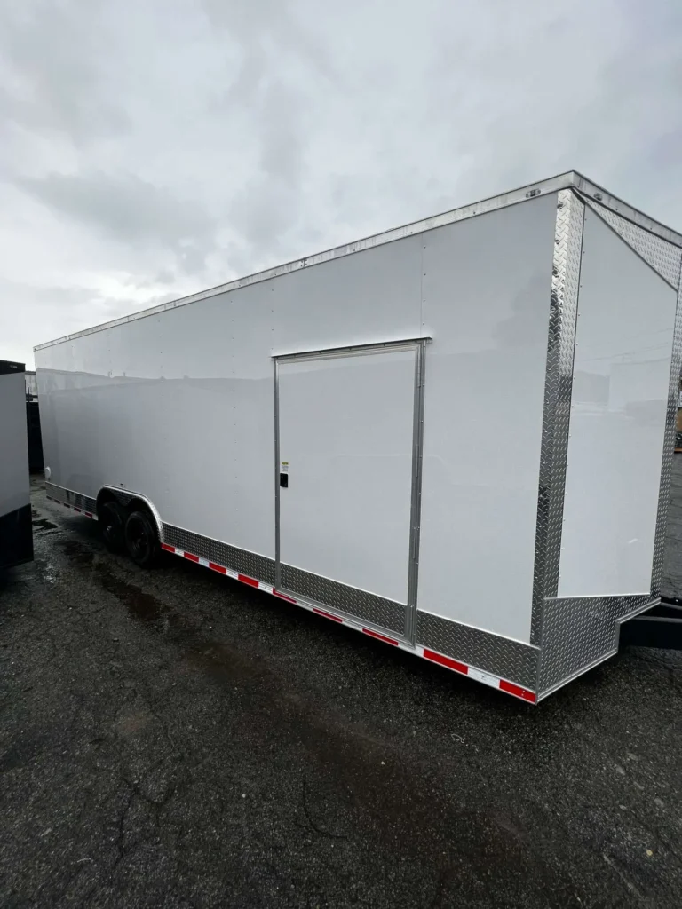 8.5x24 Hook and Line Cargo White Custom Enclosed Cargo Trailer for Sale