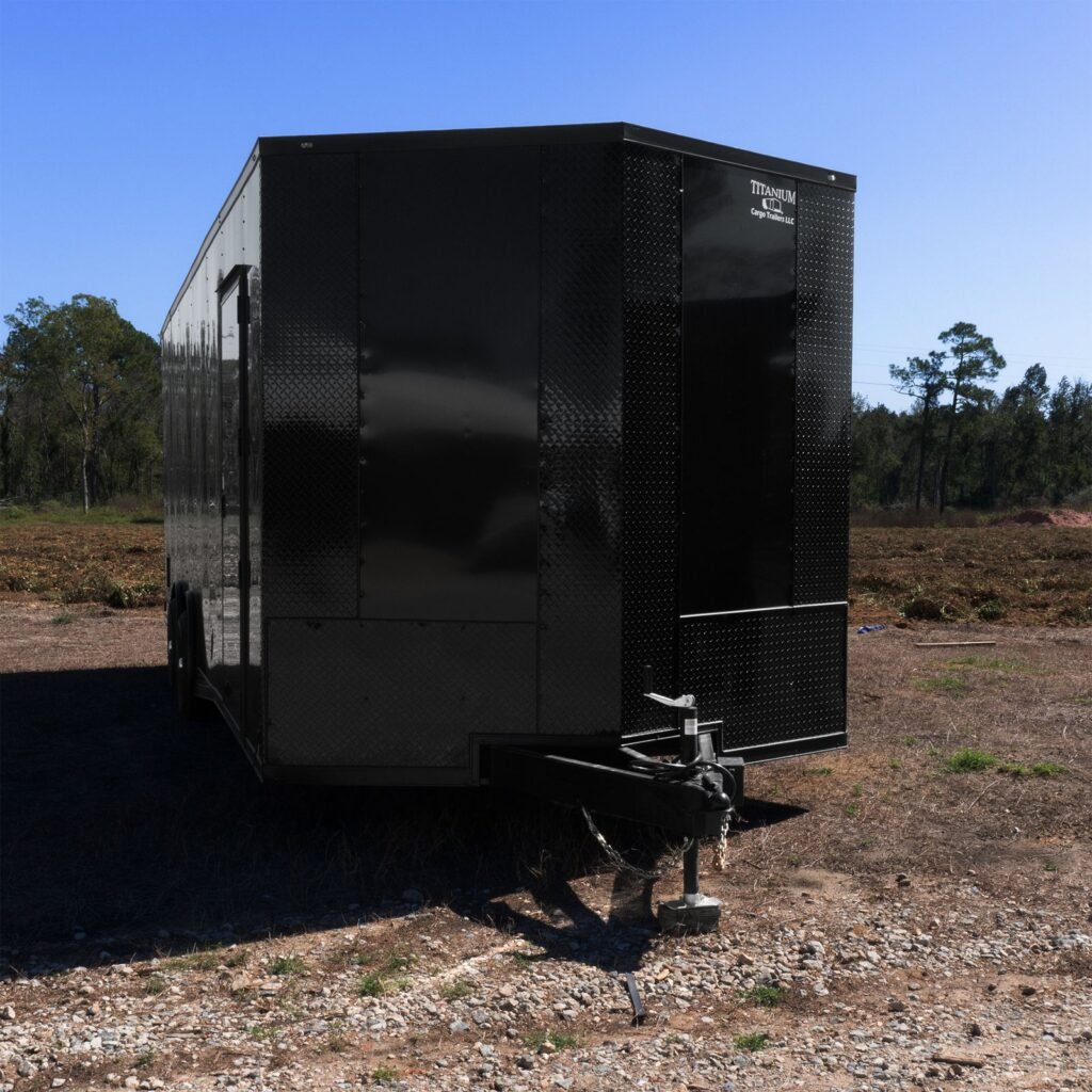 8.5x24 Titanium Cargo Black Blackout Enclosed Cargo Trailer for Sale