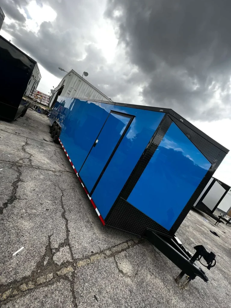 8.5x36 Hook and Line Cargo Custom Electric Blue Enclosed Cargo Trailer for Sale