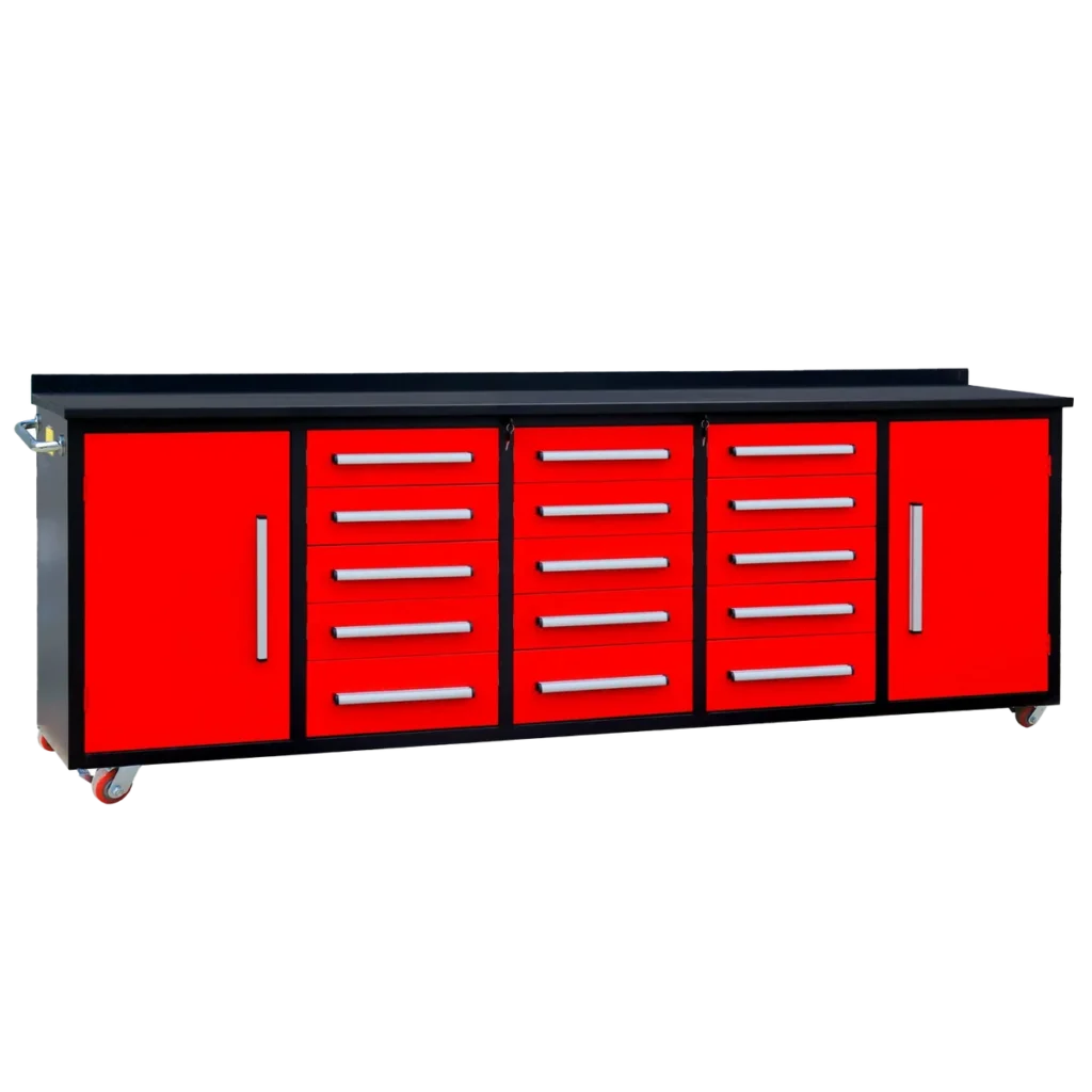 Chery Industrial 10ft 15-Drawer Storage Workbench with Wheels
