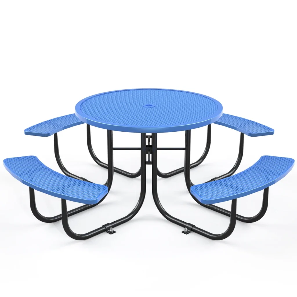 Chery Industrial 46" Metal Round Portable Picnic Table with Umbrella Hole