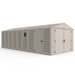 Chery Industrial Duramax 10.5’ x 23’ Vinyl Garage with Foundation, 2 Windows & Side Doors Vinyl Storage Shed 15326