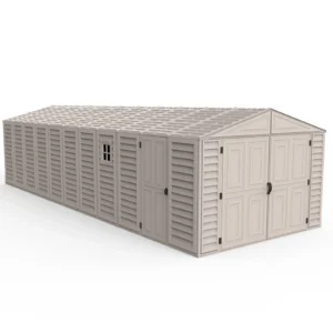Chery Industrial Duramax 10.5’ x 28.5’ Vinyl Garage with Foundation, 2 Windows & Side Doors Vinyl Storage Shed 15526