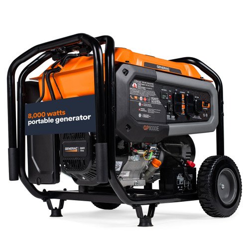Generac 8929 GP8000E 8000W Electric Start Portable Generator w/COsense (CARB Compliant)