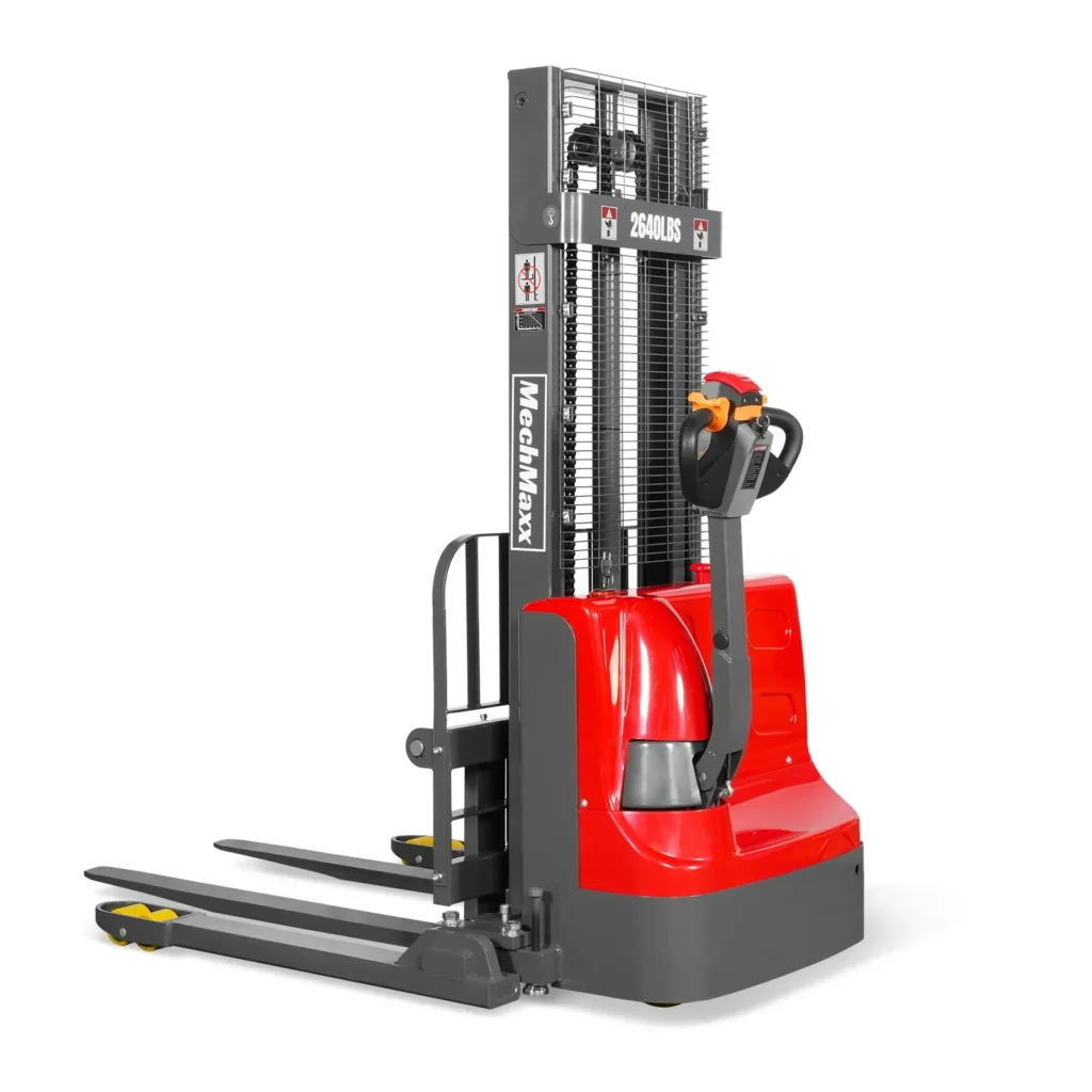 MechMaxx 2640lbs Electric Straddle Stacker, 98" Lift, Adjustable Legs & Forks, F26-98SLA