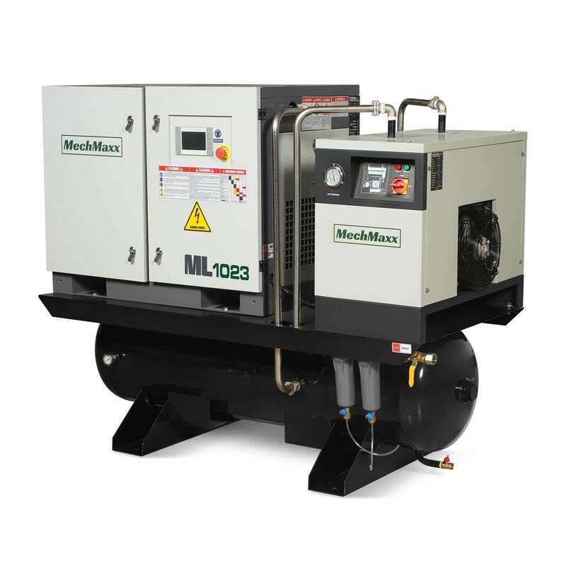 MechMaxx 300009 10HP Rotary Screw Air Compressor with Dryer & 66-Gal Tank – 32.8 CFM Industrial Air System