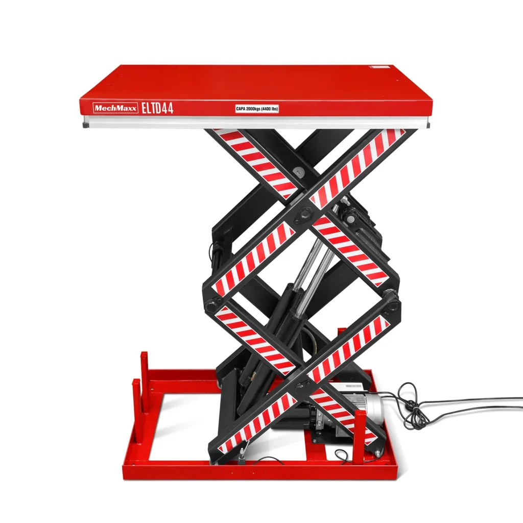 MechMaxx 4400lbs Capacity Stationary Electric Hydraulic Double Scissor Lift Table, 51.2" x 33.5" Platform, 70.1" Lift Height, UL Certified Motor, ELTD44