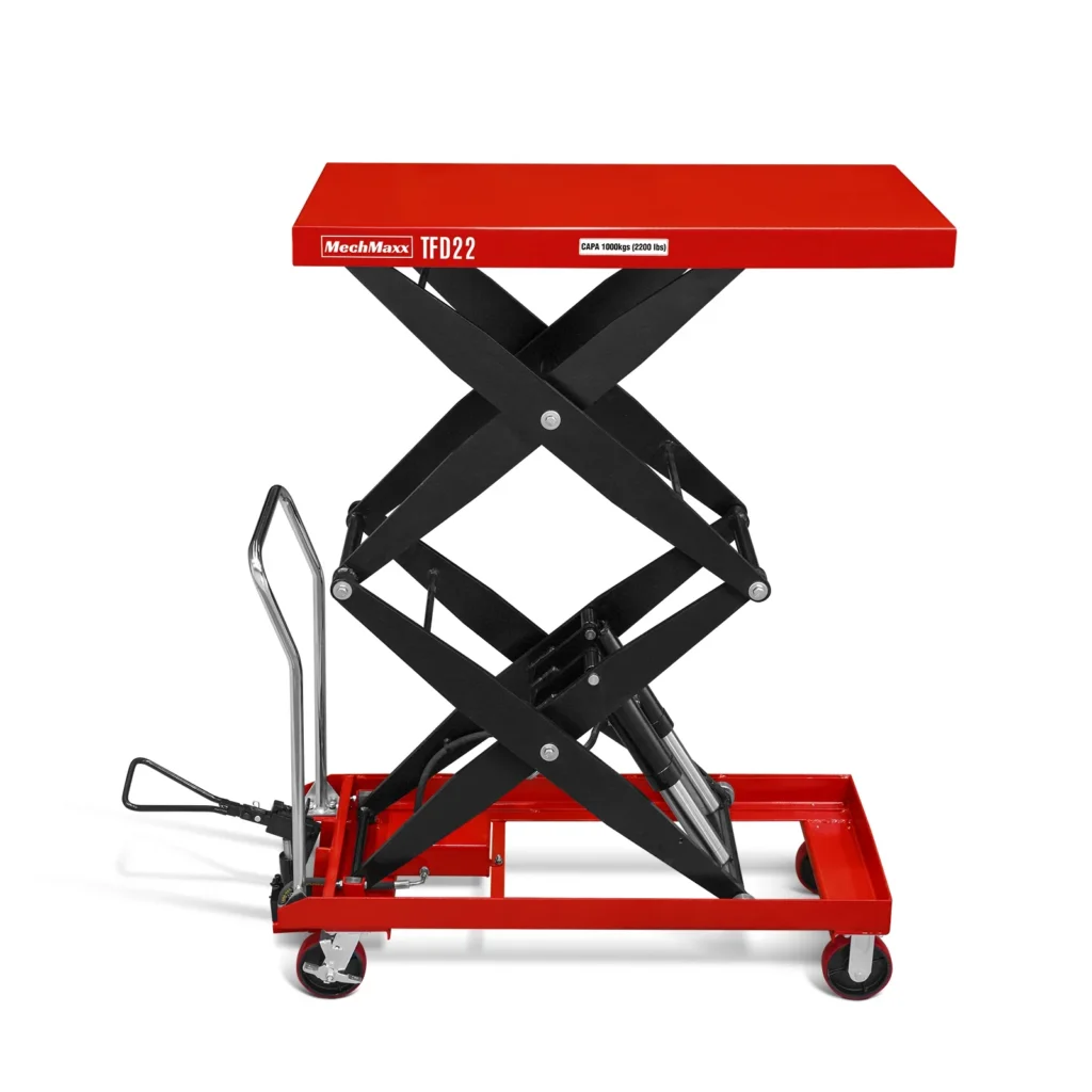 MechMaxx Mobile Double Scissor Lift Table Cart 2200lbs Capacity, Platform Size, 47.2" x 24", Height 66.9" , TFD22