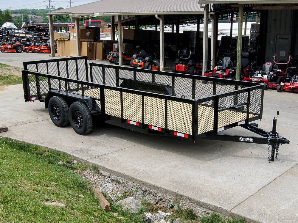 6.4x18 Powder Coated Dovetail Utility Trailer with 2ft Mesh Sides (2) 3500lb Axles