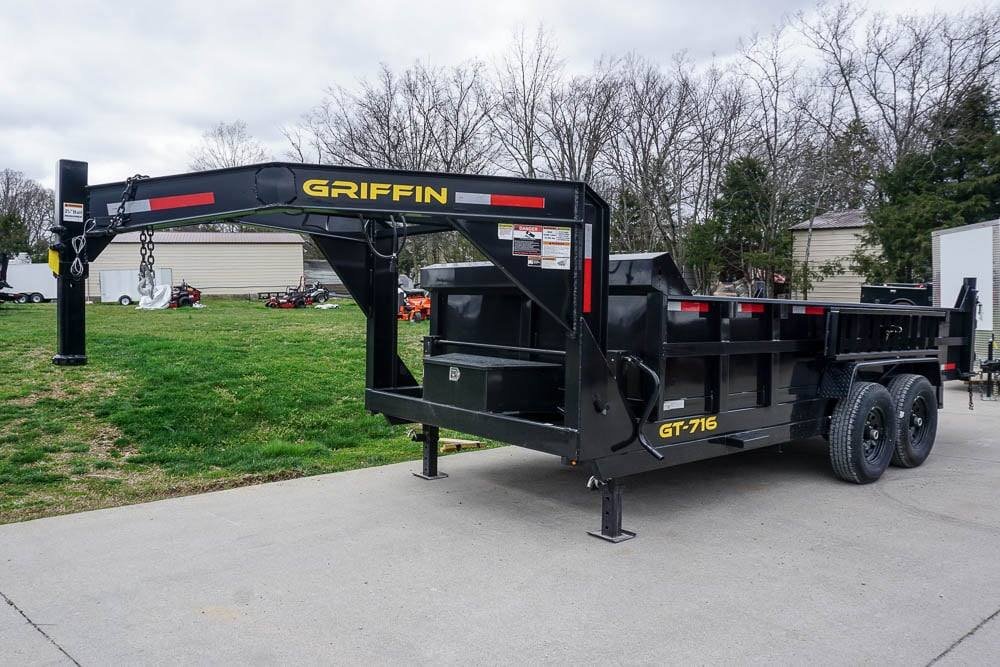 Hydraulic 7'x16' 2ft Side Gooseneck Dump Trailer (2) 7K Axles